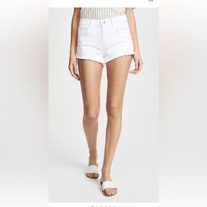 L’Agence cutoff denim short, white, 26